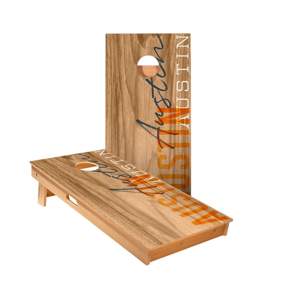 Skip's Garage | Austin Gameday Cornhole Boards | Includes (2) Boards + Optional Bags & Accessories