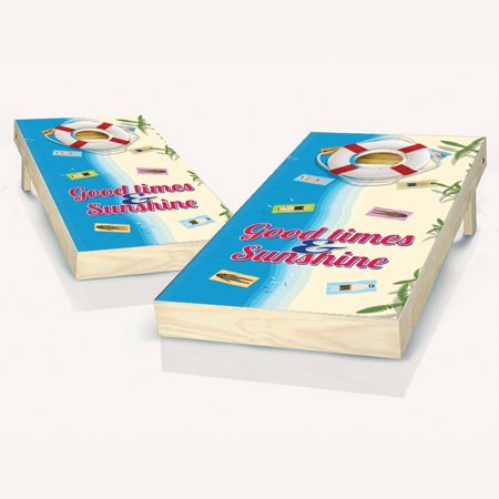 Skip's Garage Beach Solid Wood Cornhole Board Set