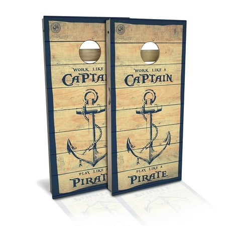 Skip's Garage Captain Pirate Solid Wood Cornhole Board Set