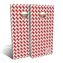 Skip's Garage Chevron Gray Outdoor Cornhole Board Set Include Carrying Case Backyard 2x4