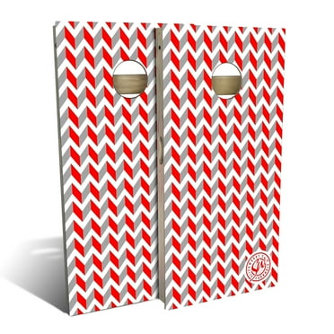 Skip's Garage Chevron Gray Outdoor Cornhole Board Set Include Carrying Case Backyard 2x4