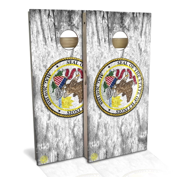 Skip's Garage | Illinois Flag Cornhole Board Set | Includes Boards & Bags | Choose Your Size & Accessories
