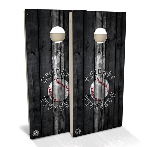 Skip's Garage | Chicago W Baseball Cornhole Board Set | Includes Boards & Bags | Choose Your Size & Accessories