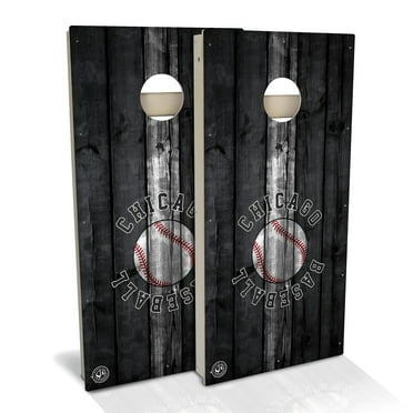 Skip's Garage Chicago W Baseball Outdoor Cornhole Board Set Include Carrying Case Backyard 2x4