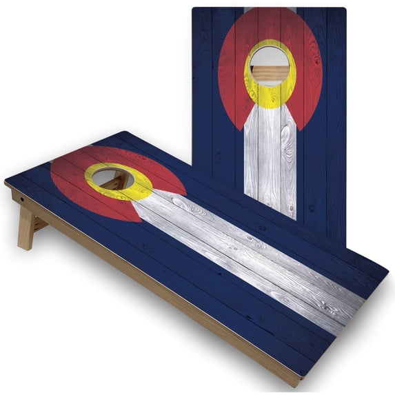 Skip's Garage | Colorado Flag Cornhole Boards | Includes (2) Boards, (8) Bags & Optional Accessories