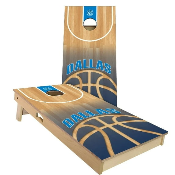 Skip's Garage Dallas Basketball Outdoor Cornhole Board Set Include Carrying Case Backyard 2x4