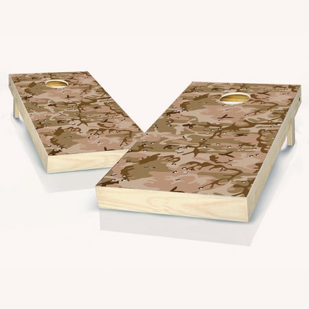 Skip's Garage Desert Camo Solid Wood Cornhole Board Set