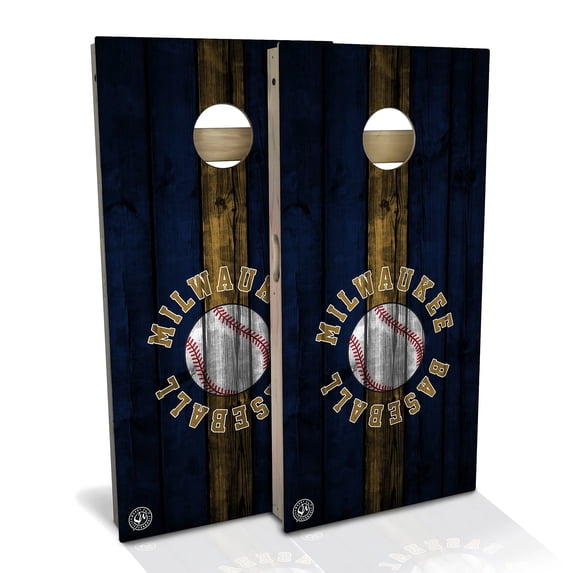 Skip's Garage | Milwaukee Baseball Backyard 2x4 Cornhole Board Set (24" x 48") | NO Accessories