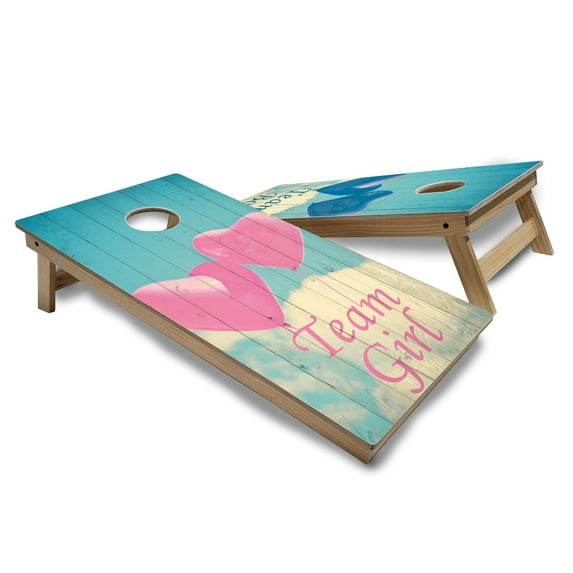 Skip's Garage | Gender Reveal Cornhole Boards | Includes (2) Boards, (8) Bags & Optional Accessories