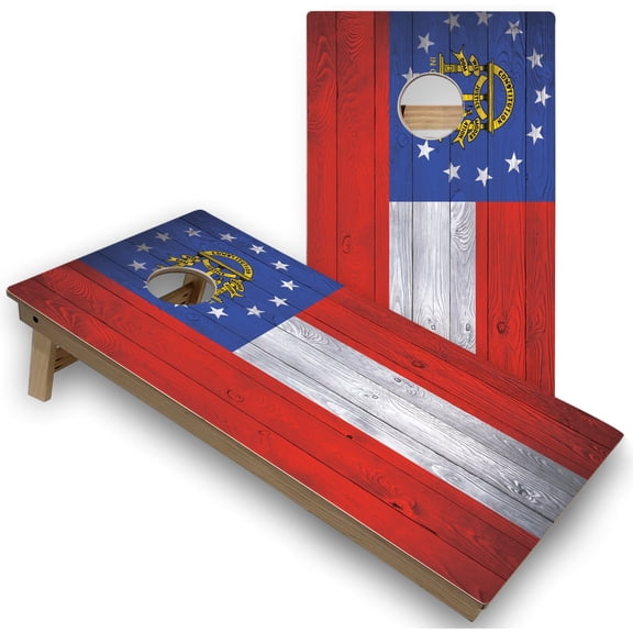 Skip's Garage | Georgia Flag Cornhole Boards | Includes (2) Boards, (8) Bags & Optional Accessories