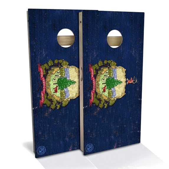Skip's Garage | Vermont Flag Cornhole Board Set | Includes Boards & Bags | Choose Your Size & Accessories