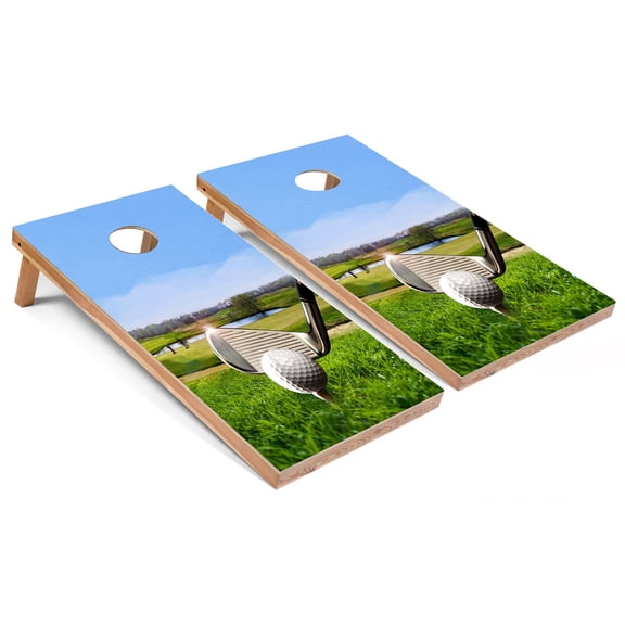Skip's Garage | Golf Course Cornhole Boards | Includes (2) Boards, (8) Bags & Optional Accessories