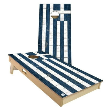 Skip's Garage Greece Flag Outdoor Cornhole Board Set Include Carrying Case Backyard 2x4