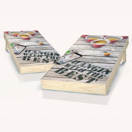 Skip's Garage Hangin With The Best Outdoor Cornhole Board Game Set Include Carrying Case