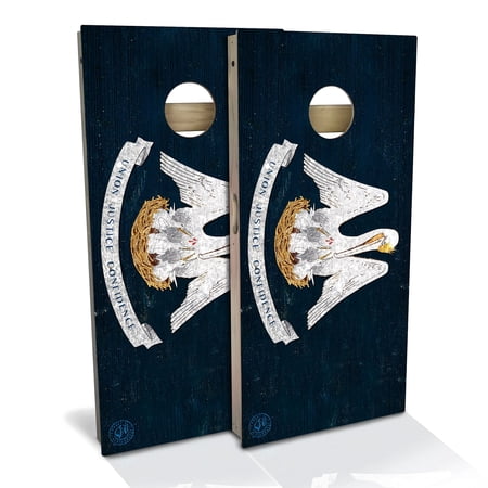 Skip's Garage | Louisiana Flag Cornhole Board Set | Includes Boards & Bags | Choose Your Size & Accessories