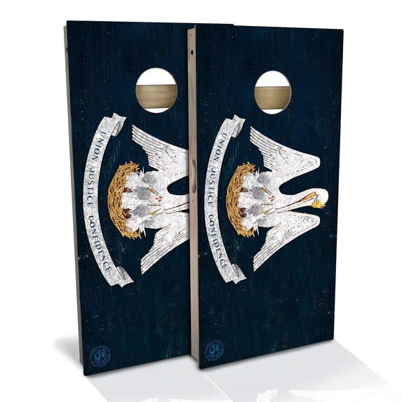 Skip's Garage | Louisiana Flag Cornhole Board Set | Includes Boards & Bags | Choose Your Size & Accessories