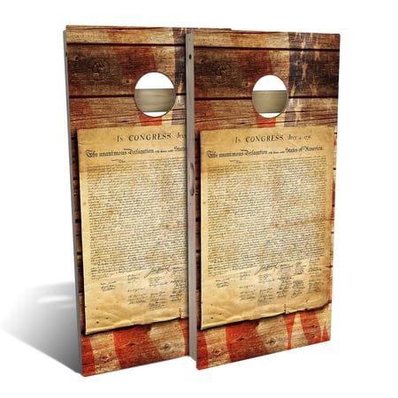 Skip's Garage | American Flag Declaration Cornhole Board Set | Includes Boards & Bags | Choose Your Size & Accessories