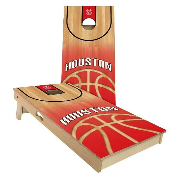 Skip's Garage Houston Basketball Solid Wood Cornhole Board Set
