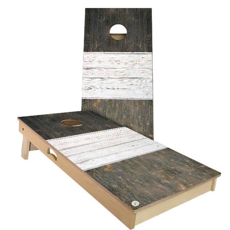 Skip's Garage Ireland Flag Rustic Outdoor Cornhole Board Set Include Case + Hole Lights Backyard 2x4