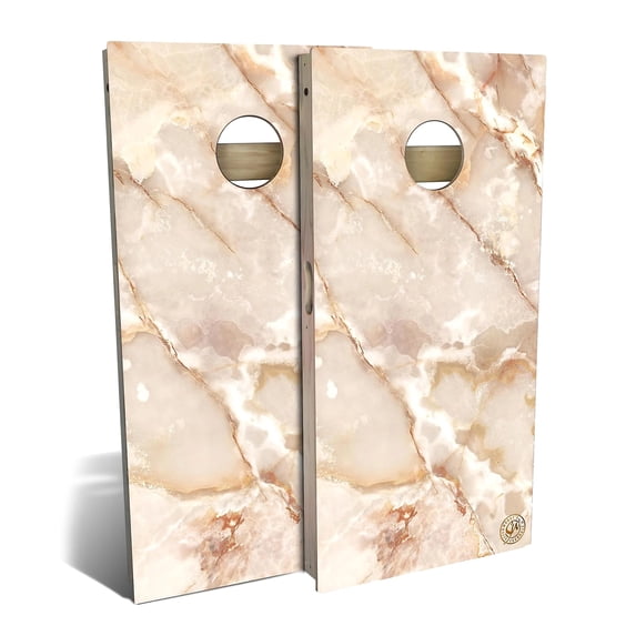 Skip's Garage | Brown Marble Cornhole Board Set | Includes Boards & Bags | Choose Your Size & Accessories
