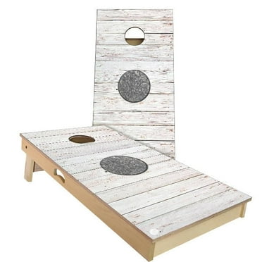 Skip's Garage Japan Flag Rustic Solid Wood Cornhole Board Set