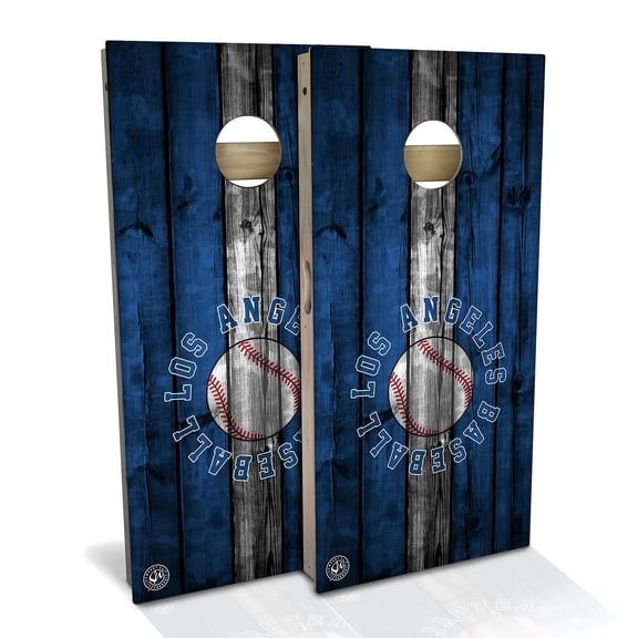 Skip's Garage | LA Baseball Cornhole Board Set | Includes (2) Boards, (8) Bags & Optional Accessories