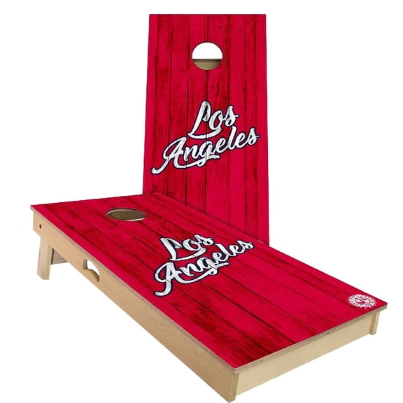 Skip's Garage | LA Vintage Baseball Cornhole Board Set | Includes (2) Boards, (8) Bags & Optional Accessories