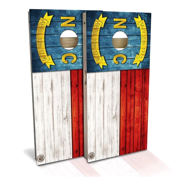 Skip's Garage | North Carolina Flag Cornhole Board Set | Includes Boards & Bags | Choose Your Size & Accessories