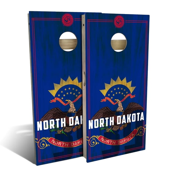 Skip's Garage | North Dakota State Flag 2.0 Cornhole Board Set | Includes Boards & Bags | Choose Your Size & Accessories