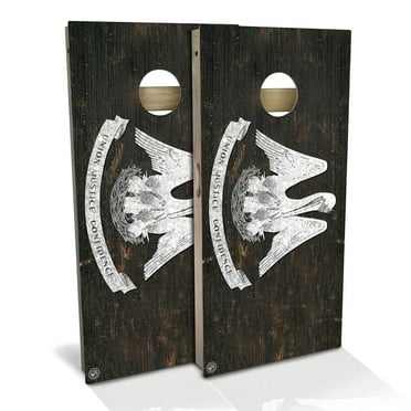 Skip's Garage Louisiana Flag Rustic Outdoor Cornhole Board Set Include Hole Lights Backyard 2x4
