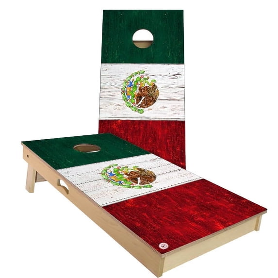Skip's Garage | Mexico Flag Cornhole Board Set | Includes Boards & Bags | Choose Your Size & Accessories