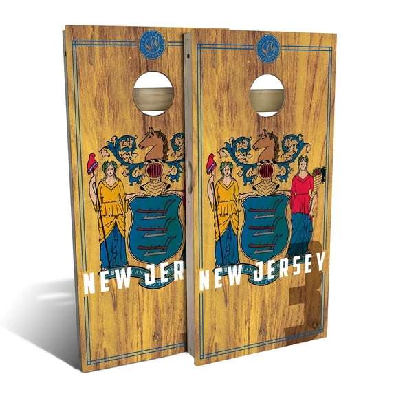 Skip's Garage | New Jersey State Flag 2.0 Cornhole Board Set | Includes Boards & Bags | Choose Your Size & Accessories