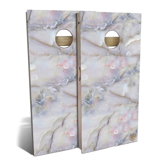 Skip's Garage | Multi Colored Marble Cornhole Board Set | Includes Boards & Bags | Choose Your Size & Accessories