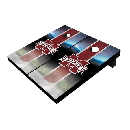 Skip's Garage Mississippi Field Maroon Solid Wood Cornhole Board Set