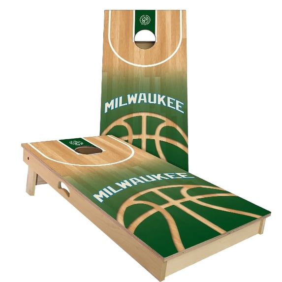 Skip's Garage | Milwaukee Basketball Cornhole Board Set | Includes Boards & Bags | Choose Your Size & Accessories