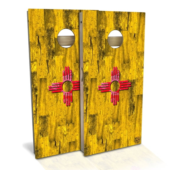 Skip's Garage | New Mexico Flag Cornhole Board Set | Includes Boards & Bags | Choose Your Size & Accessories