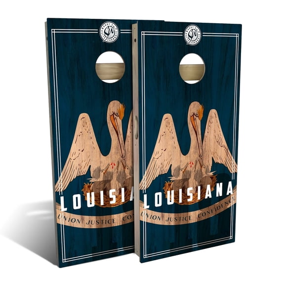 Skip's Garage | Louisiana State Flag 2.0 Cornhole Board Set | Includes Boards & Bags | Choose Your Size & Accessories
