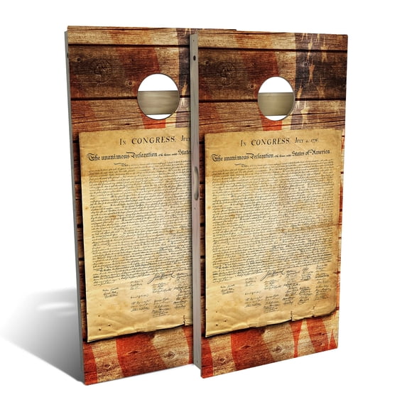 Skip's Garage | American Flag Declaration Cornhole Board Set | Includes Boards & Bags | Choose Your Size & Accessories
