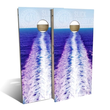 Skip's Garage Ocean Wake Outdoor Cornhole Board Set Include Carrying Case Backyard 2x4