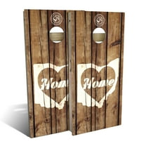 Skip's Garage Ohio Home Vintage Outdoor Cornhole Board Set Include Hole Lights Backyard 2x4