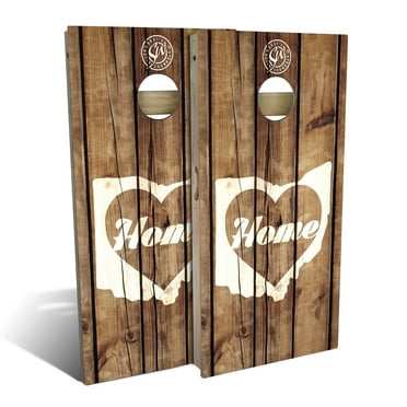 Skip's Garage Ohio Home Vintage Outdoor Cornhole Board Set Include Hole Lights Backyard 2x4