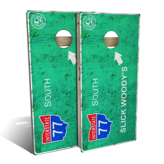 Skip's Garage | Ohio Interstate Cornhole Board Set | Includes (2) Boards, (8) Bags & Optional Accessories