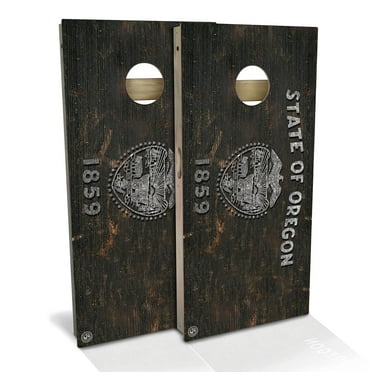 Skip's Garage Oregon Flag Rustic Outdoor Cornhole Board Set NO Accessories Backyard 2x4