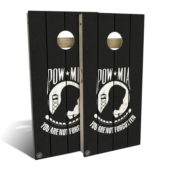 Skip's Garage POW MIA Outdoor Cornhole Board Set Include Case + Hole Lights Backyard 2x4