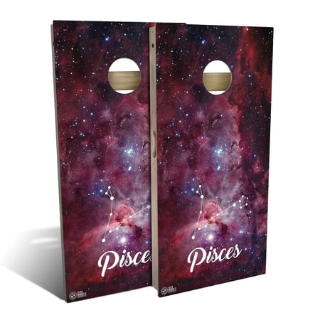 Skip's Garage Pisces Outdoor Cornhole Board Set Include Carrying Case Backyard 2x4