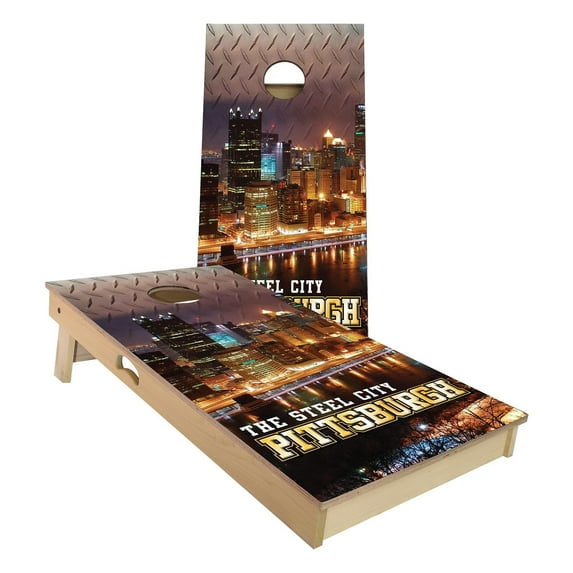 Skip's Garage Pittsburgh City Outdoor Cornhole Board Set NO Accessories Backyard 2x4