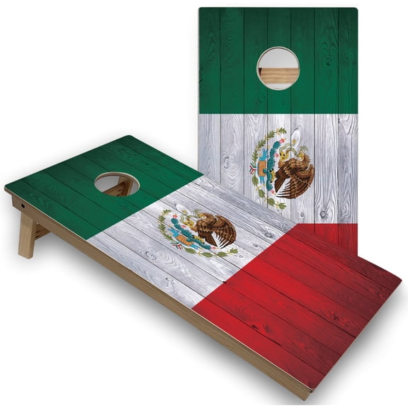 Skip's Garage | Mexico Flag Cornhole Boards | Includes (2) Boards, (8) Bags & Optional Accessories
