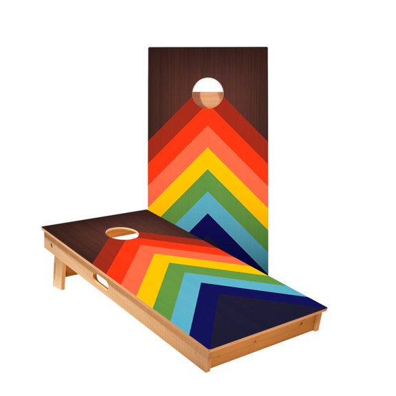 Skip's Garage | Rainbow-Chevrons 2x4 Cornhole Boards (24" x 48") | Includes (2) Boards | NO Accessories