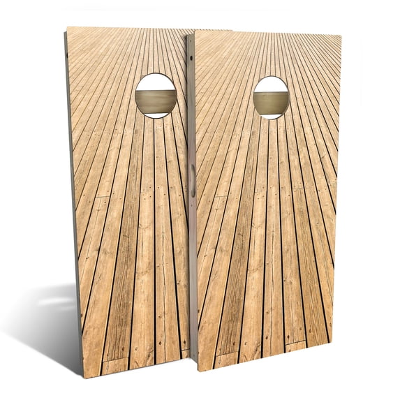 Skip's Garage | Gamewalk Wood Lines Cornhole Board Set | Includes Boards & Bags | Choose Your Size & Accessories