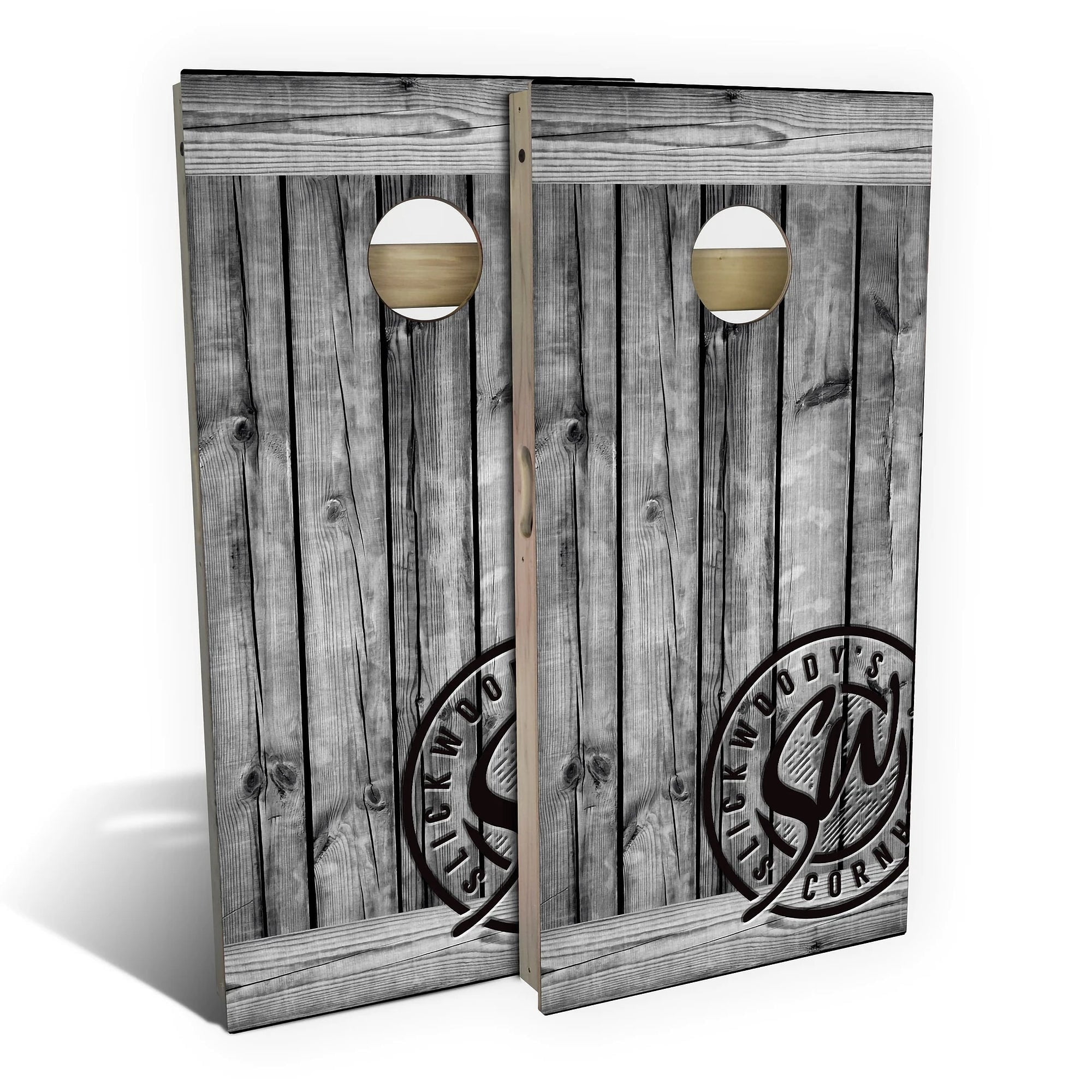 Rustic Boards Set Skip's Garage Rustic Gray Barnwood Outdoor Cornhole Board Set Include ...